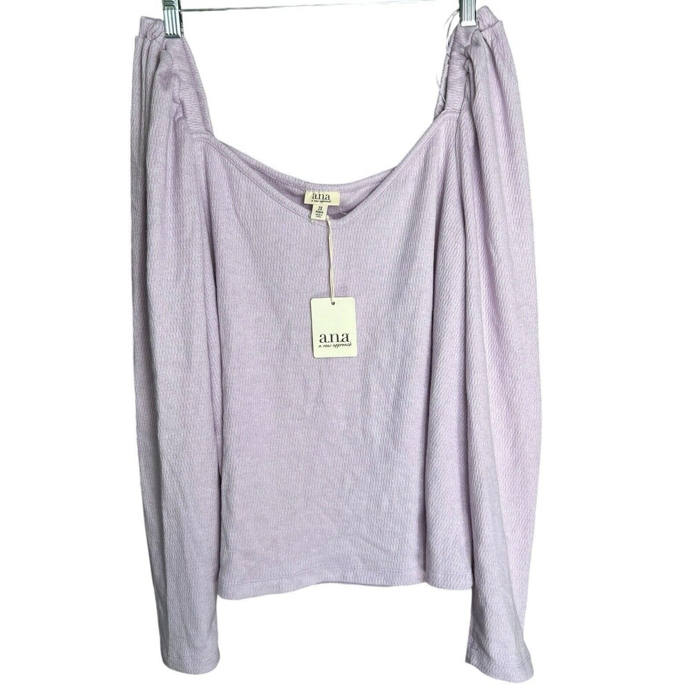 Ana A New Approach Long Puff Sleeve Top‎ Women's Tee Size 2X Lavender Frost